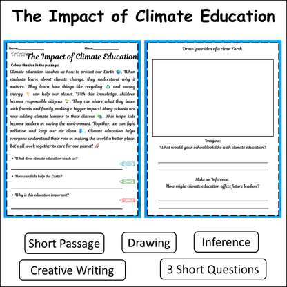 The Impact of Climate Education | Short Reading Comprehension Creative Worksheet