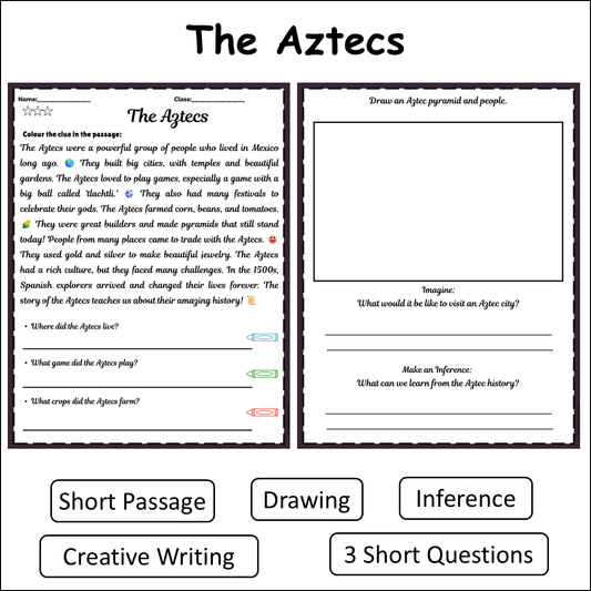 The Aztecs | Short Reading Comprehension Creative Worksheet