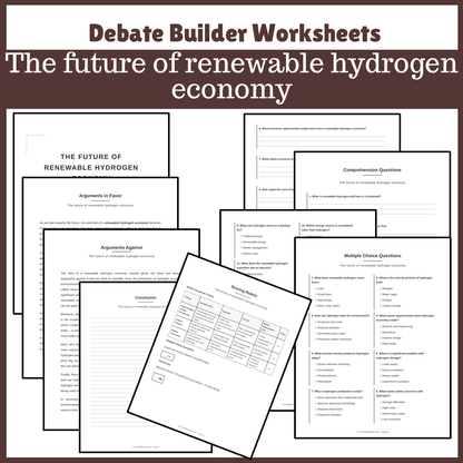 The future of renewable hydrogen economy | Favour and Against Worksheet Printable Activity