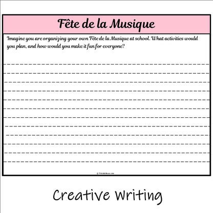 Fête de la Musique | Main Idea and Supporting Details Reading Passage and Questions