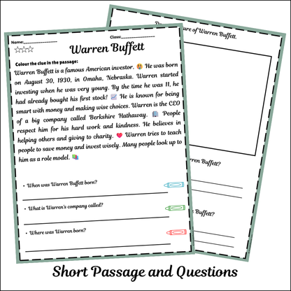 Warren Buffett | Short Reading Comprehension Creative Worksheet