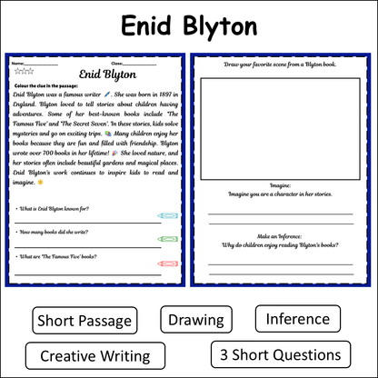 Enid Blyton | Short Reading Comprehension Creative Worksheet