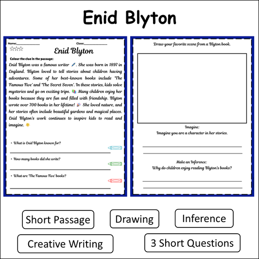 Enid Blyton | Short Reading Comprehension Creative Worksheet