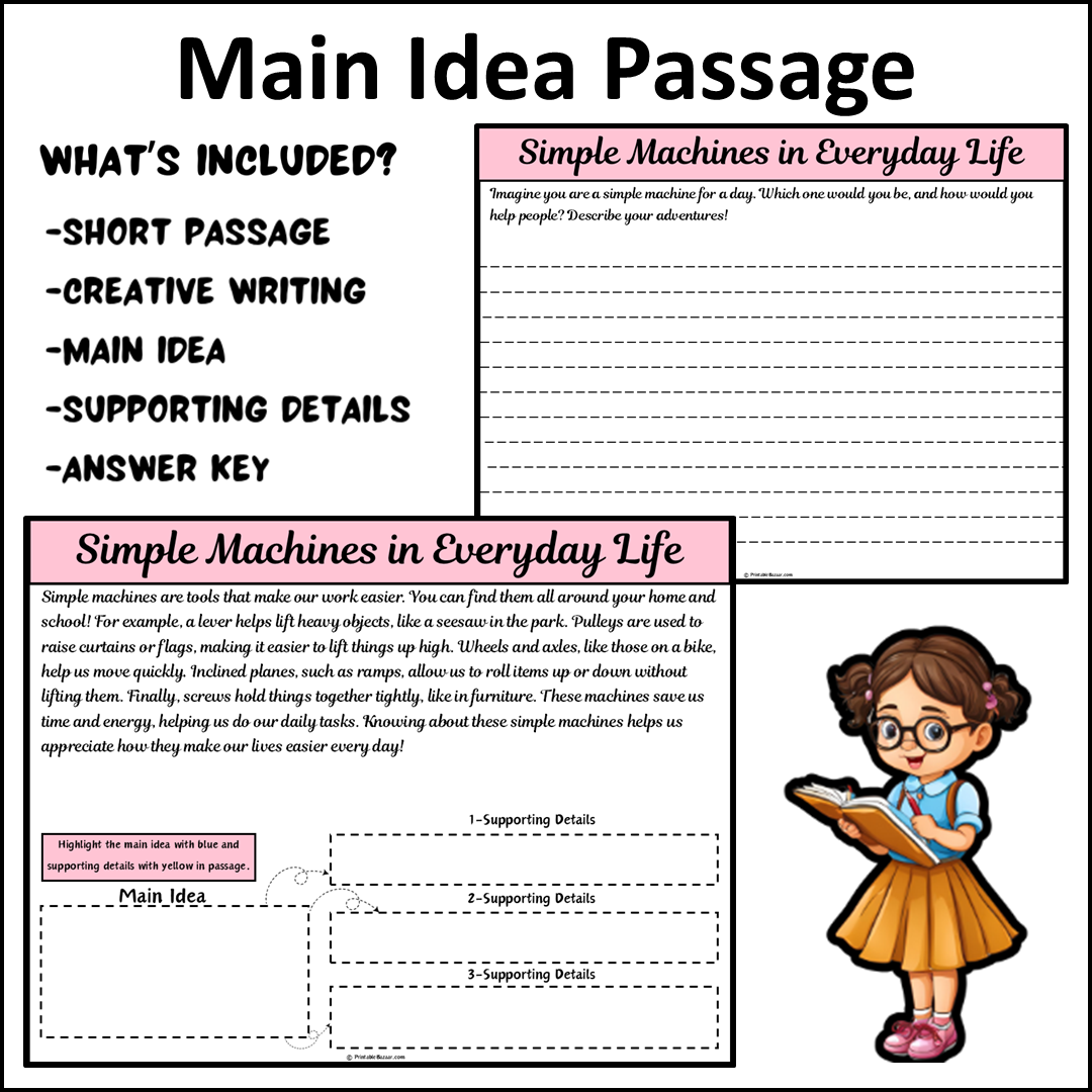 Simple Machines in Everyday Life | Main Idea and Supporting Details Reading Passage and Questions