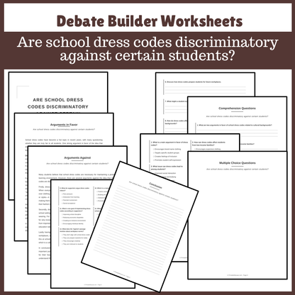 Are school dress codes discriminatory against certain students? | Favour and Against Worksheet Printable Activity