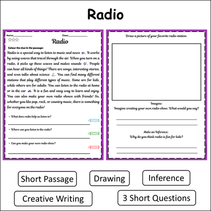 Radio | Short Reading Comprehension Creative Worksheet