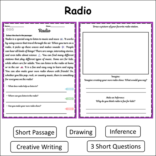Radio | Short Reading Comprehension Creative Worksheet