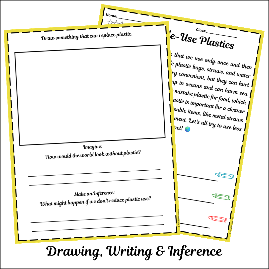 Single-Use Plastics | Short Reading Comprehension Creative Worksheet