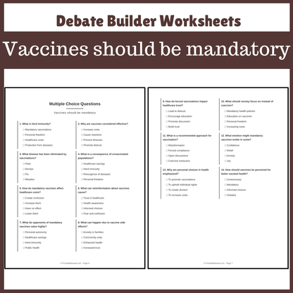 Vaccines should be mandatory | Favour and Against Worksheet Printable Activity