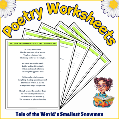 Tale of the World's Smallest Snowman | Poem Grammar Worksheet Printable Activity