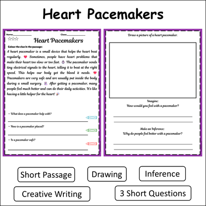 Heart Pacemakers | Short Reading Comprehension Creative Worksheet