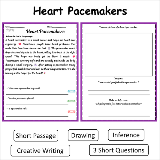 Heart Pacemakers | Short Reading Comprehension Creative Worksheet