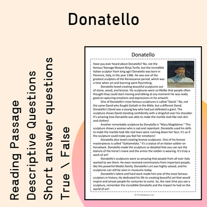 Donatello | Reading Comprehension Passage Printable Activity