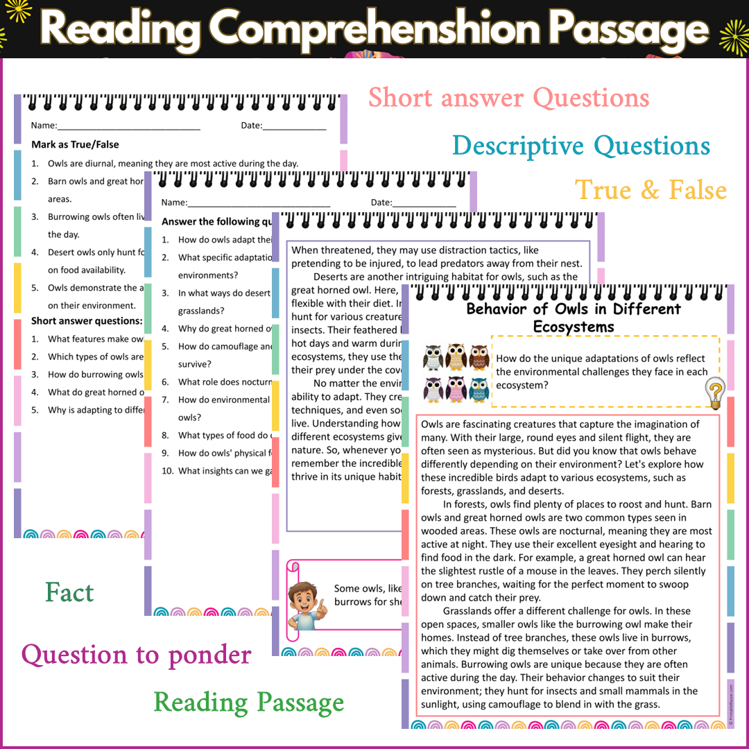 Behavior of Owls in Different Ecosystems | Reading Comprehension Passage and Questions