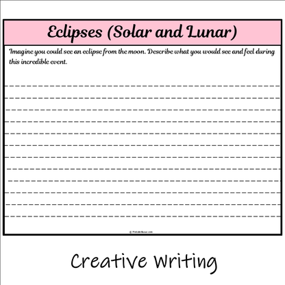 Eclipses (Solar and Lunar) | Main Idea and Supporting Details Reading Passage and Questions