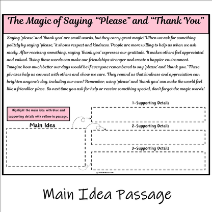 The Magic of Saying “Please” and “Thank You” | Main Idea and Supporting Details Reading Passage and Questions