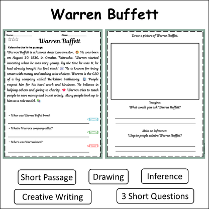 Warren Buffett | Short Reading Comprehension Creative Worksheet