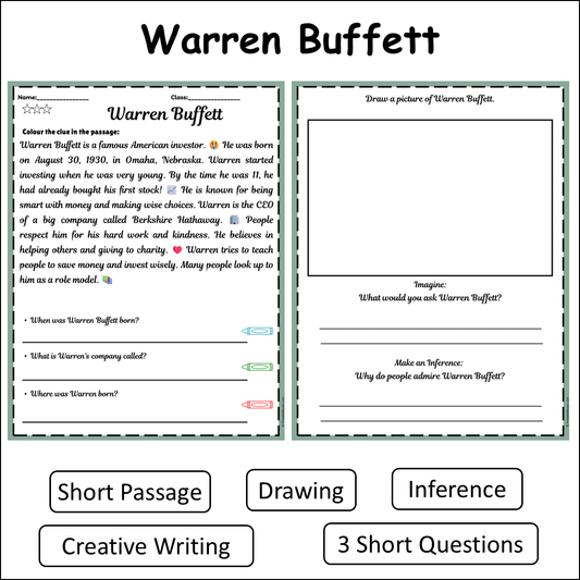 Warren Buffett | Short Reading Comprehension Creative Worksheet