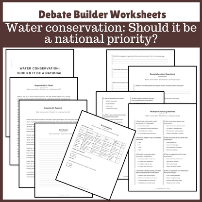 Water conservation: Should it be a national priority? | Favour and Against Worksheet Printable Activity