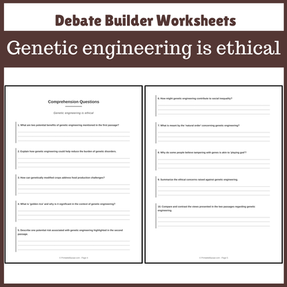 Genetic engineering is ethical | Favour and Against Worksheet Printable Activity