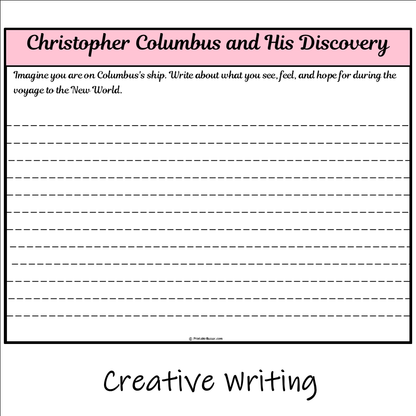 Christopher Columbus and His Discovery | Main Idea and Supporting Details Reading Passage and Questions