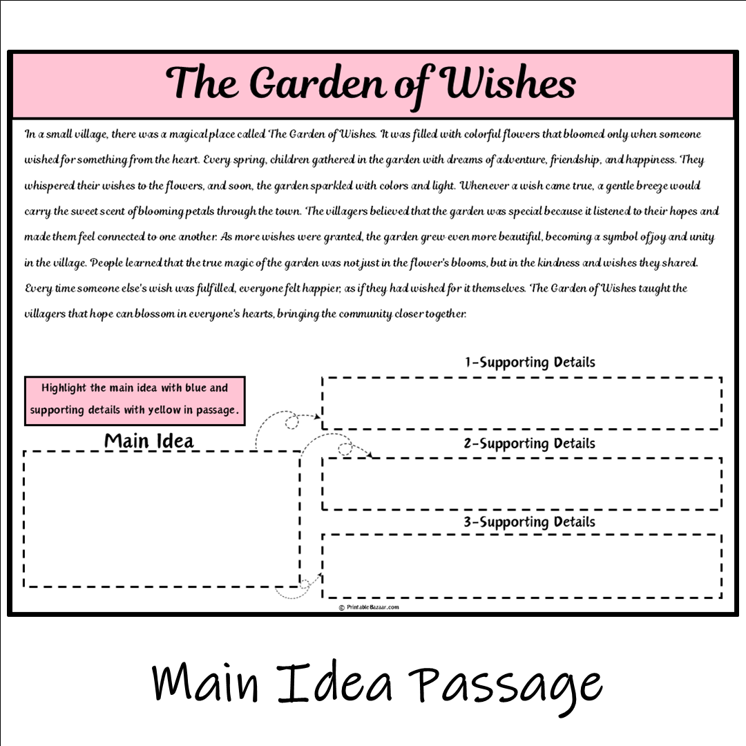 The Garden of Wishes | Main Idea and Supporting Details Reading Passage and Questions