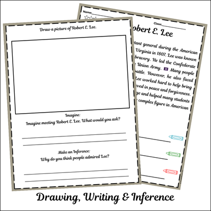 Robert E. Lee | Short Reading Comprehension Creative Worksheet