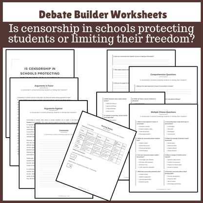 Is censorship in schools protecting students or limiting their freedom? | Favour and Against Worksheet Printable Activity