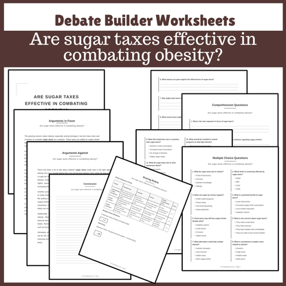 Are sugar taxes effective in combating obesity? | Favour and Against Worksheet Printable Activity