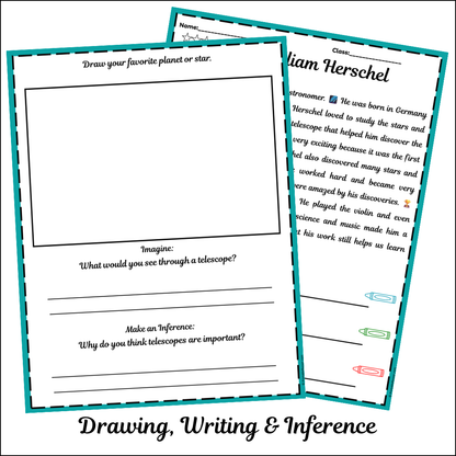 William Herschel | Short Reading Comprehension Creative Worksheet