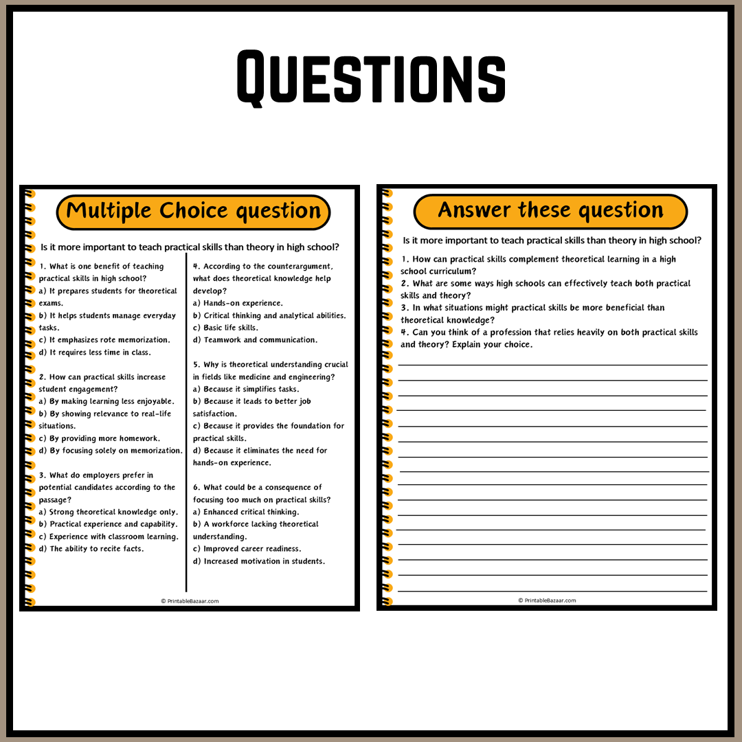 Is it more important to teach practical skills than theory in high school? | Debate Case Study Worksheet
