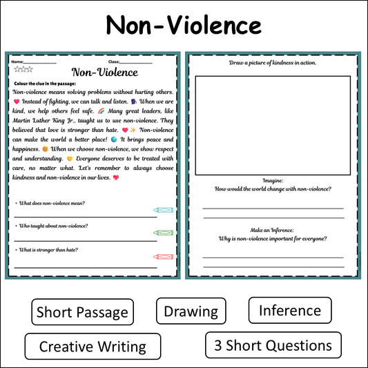 Non-Violence | Short Reading Comprehension Creative Worksheet