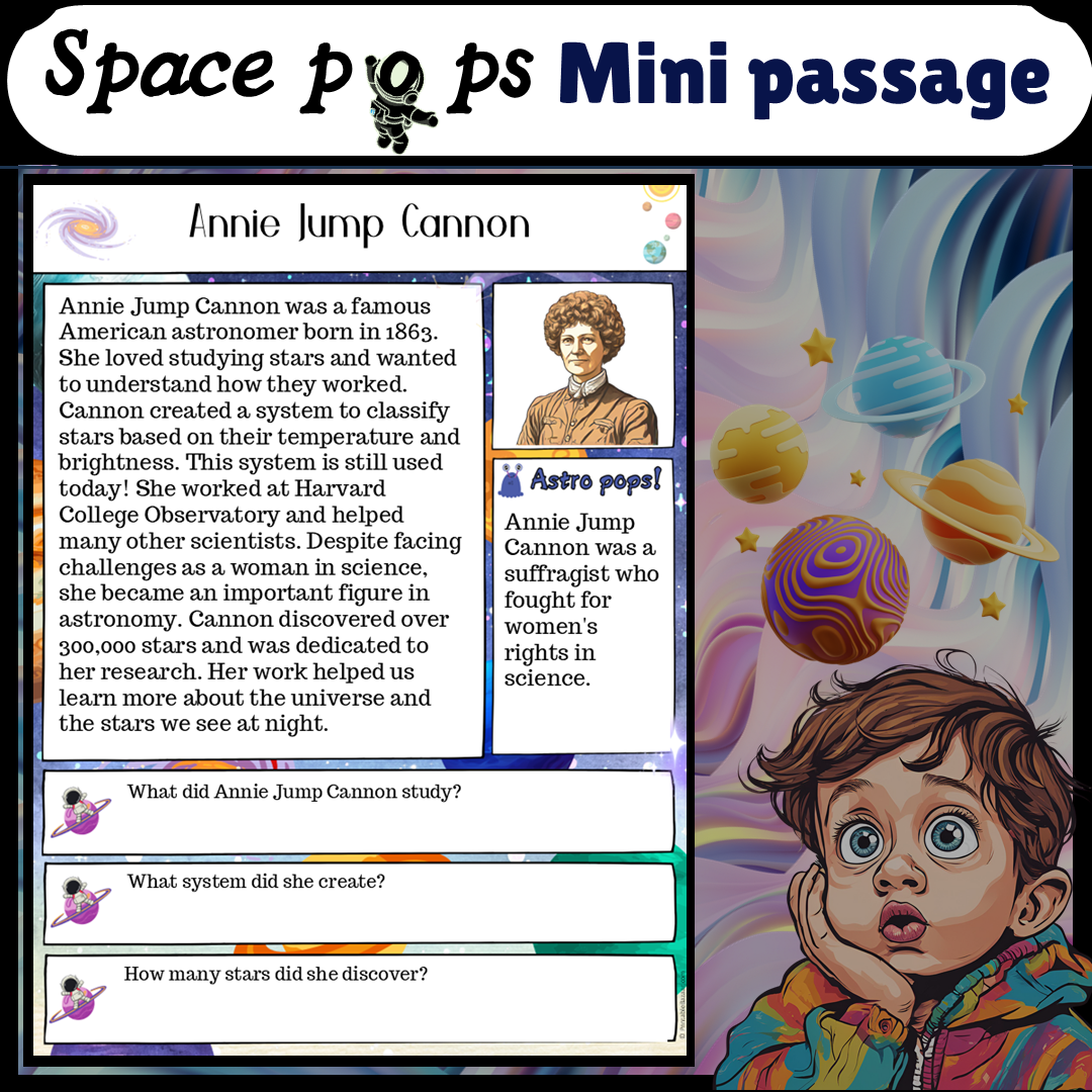 Annie Jump Cannon | Space Pops Reading Passage and Questions