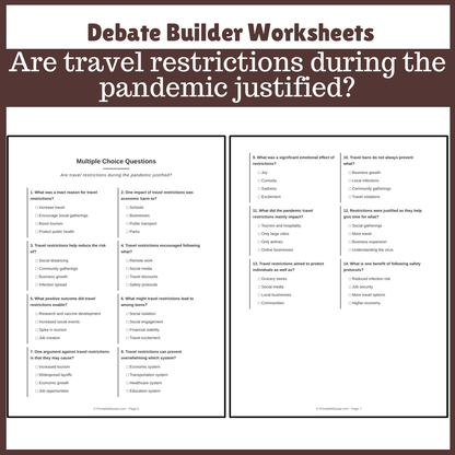 Are travel restrictions during the pandemic justified? | Favour and Against Worksheet Printable Activity