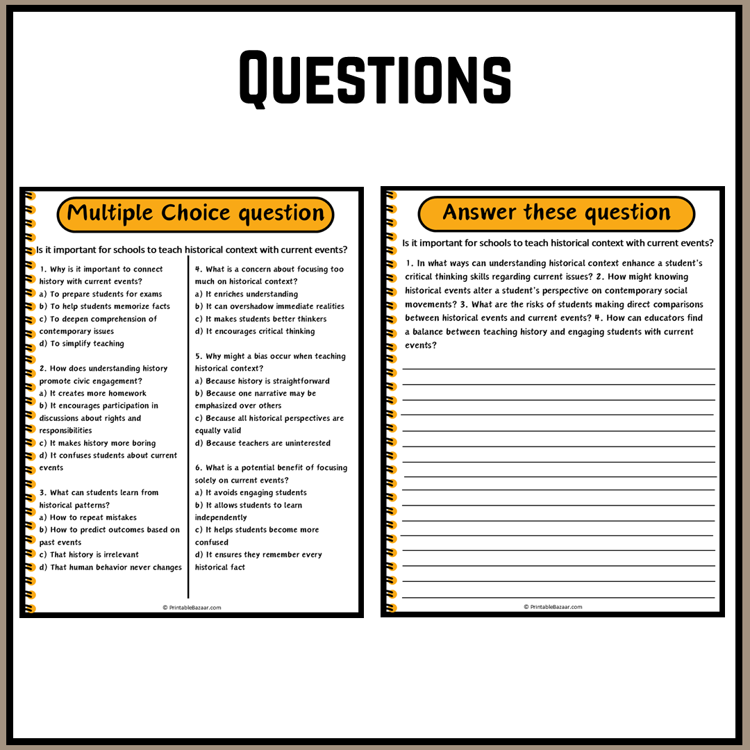 Is it important for schools to teach historical context with current events? | Debate Case Study Worksheet