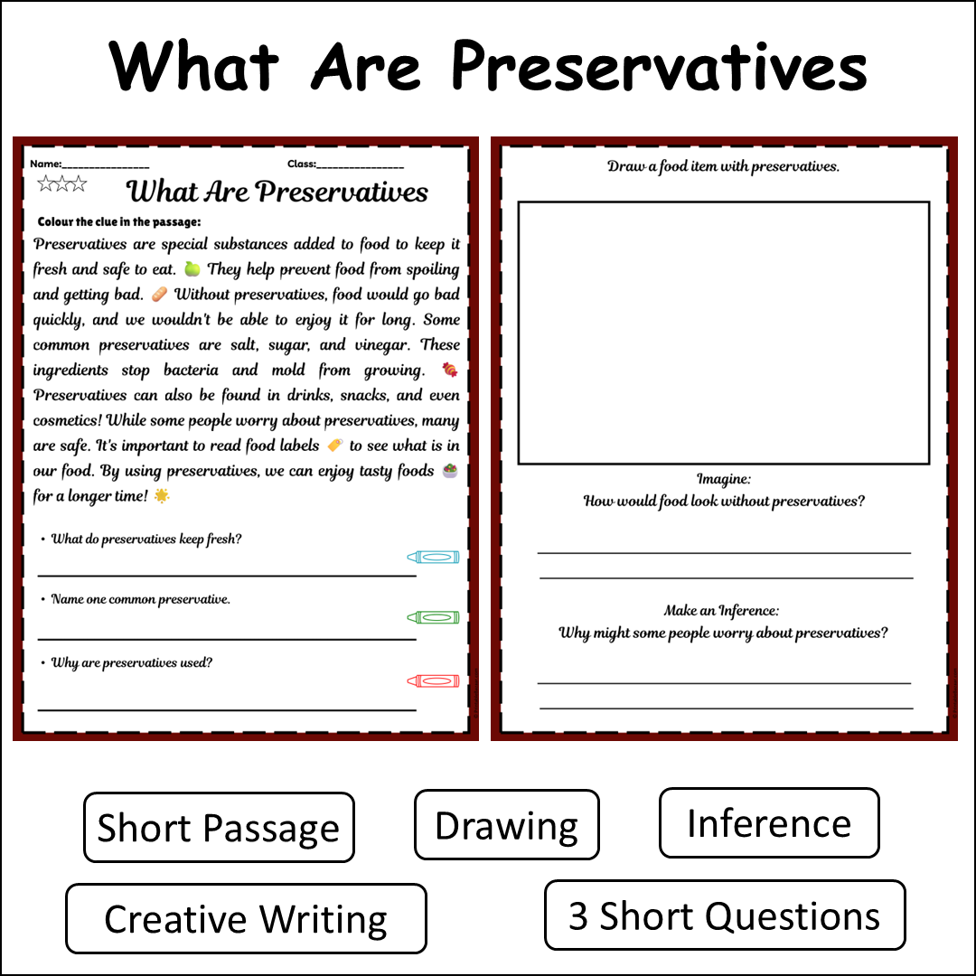 What Are Preservatives | Short Reading Comprehension Creative Worksheet