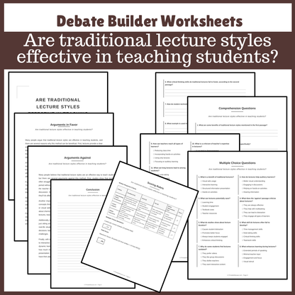 Are traditional lecture styles effective in teaching students? | Favour and Against Worksheet Printable Activity