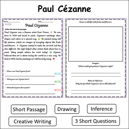 Paul Cézanne | Short Reading Comprehension Creative Worksheet