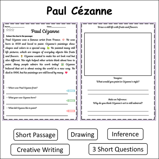Paul Cézanne | Short Reading Comprehension Creative Worksheet