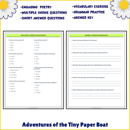 Adventures of the Tiny Paper Boat | Poem Grammar Worksheet Printable Activity