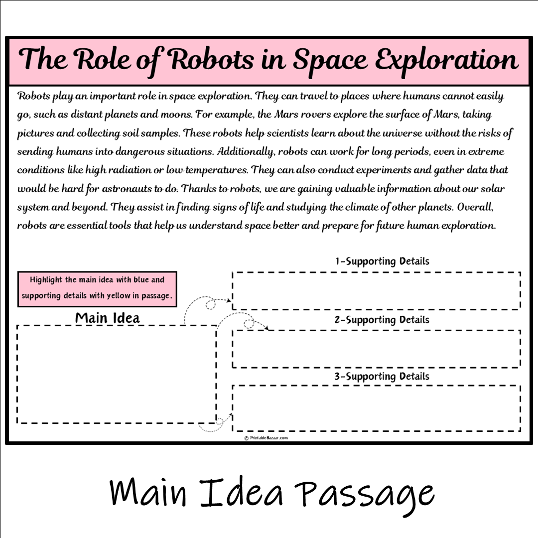 The Role of Robots in Space Exploration | Main Idea and Supporting Details Reading Passage and Questions