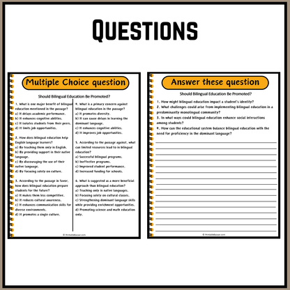 Should Bilingual Education Be Promoted? | Debate Case Study Worksheet