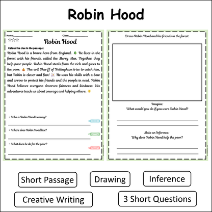 Robin Hood | Short Reading Comprehension Creative Worksheet