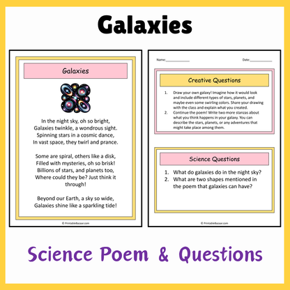 Galaxies | Science Poem Reading Comprehension Activity