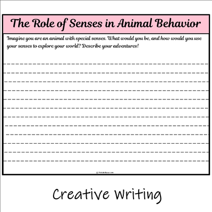 The Role of Senses in Animal Behavior | Main Idea and Supporting Details Reading Passage and Questions