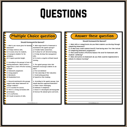 Should Homework Be Banned? | Debate Case Study Worksheet