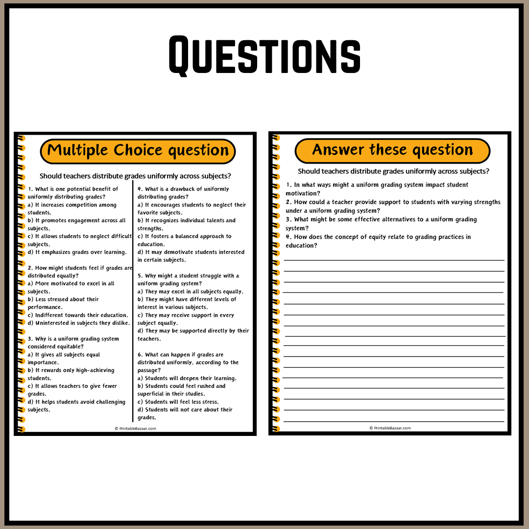 Should teachers distribute grades uniformly across subjects? | Debate Case Study Worksheet