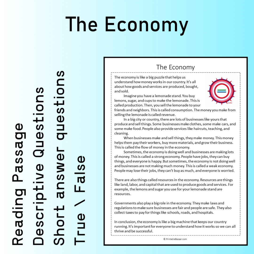 The Economy | Reading Comprehension Passage Printable Worksheet