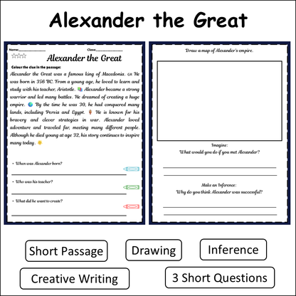 Alexander the Great | Short Reading Comprehension Creative Worksheet