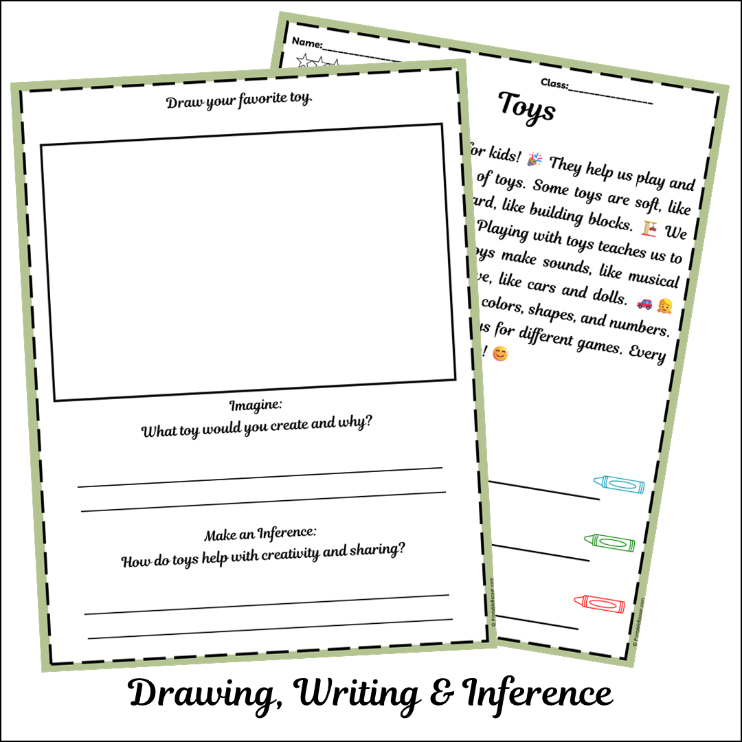 Toys | Short Reading Comprehension Creative Worksheet